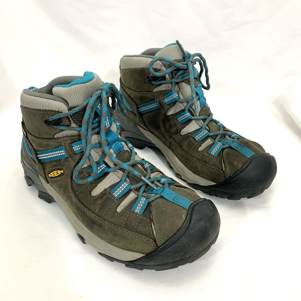 KEEN Targhee II Mid Hiking Boots Gray Blue Waterproof Size 9 39.5 (No Insoles) - Picture 5 of 14